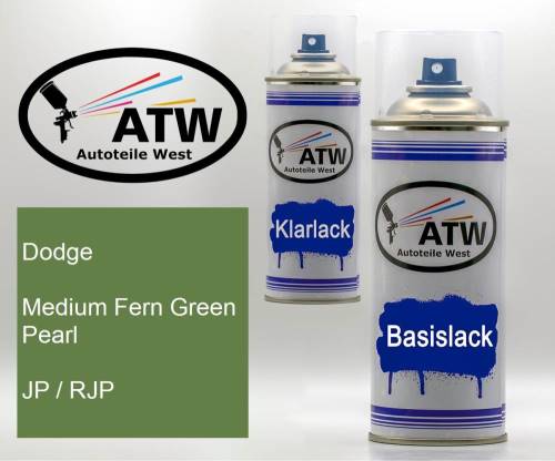 Dodge, Medium Fern Green Pearl, JP / RJP: 400ml Sprühdose + 400ml Klarlack - Set, von ATW Autoteile West.